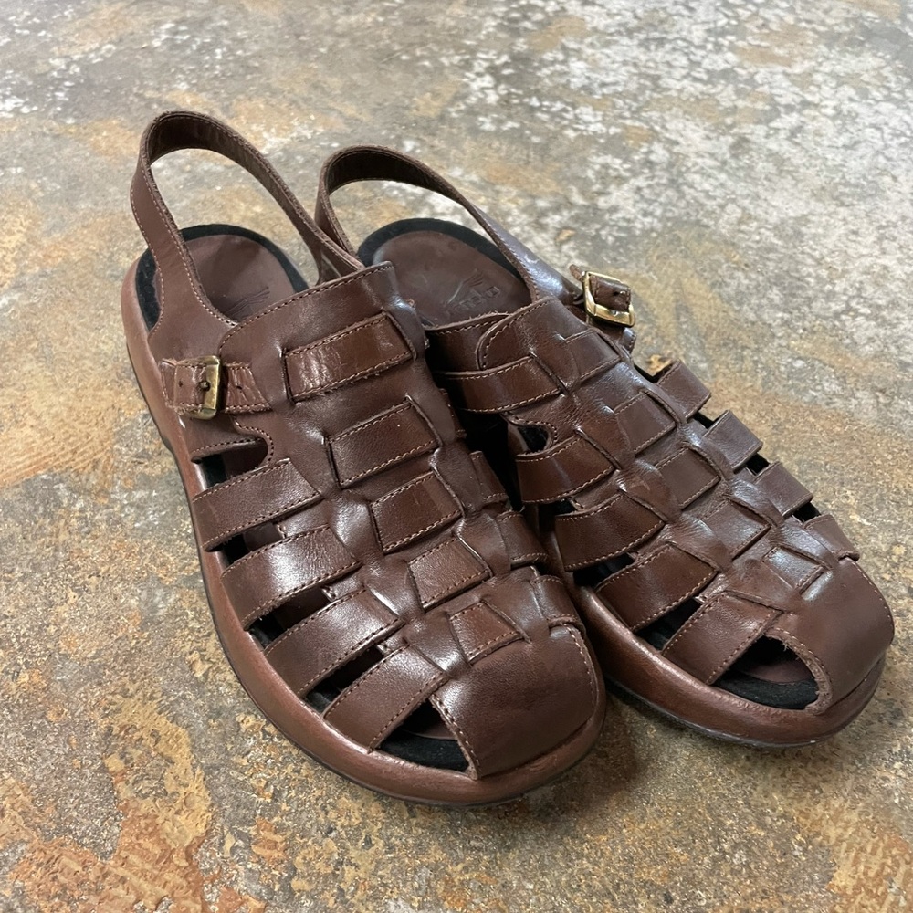 Dansko brown woven buckle sandal
